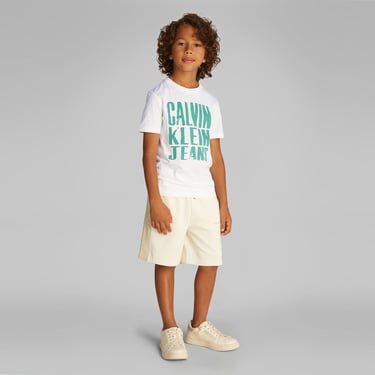  Calvin Klein Slogan Graphic Çocuk Beyaz T-Shirt