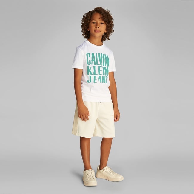  Calvin Klein Slogan Graphic Çocuk Beyaz T-Shirt