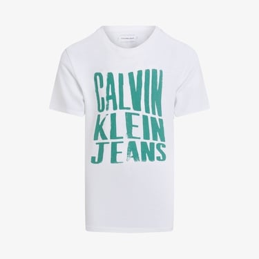  Calvin Klein Slogan Graphic Çocuk Beyaz T-Shirt