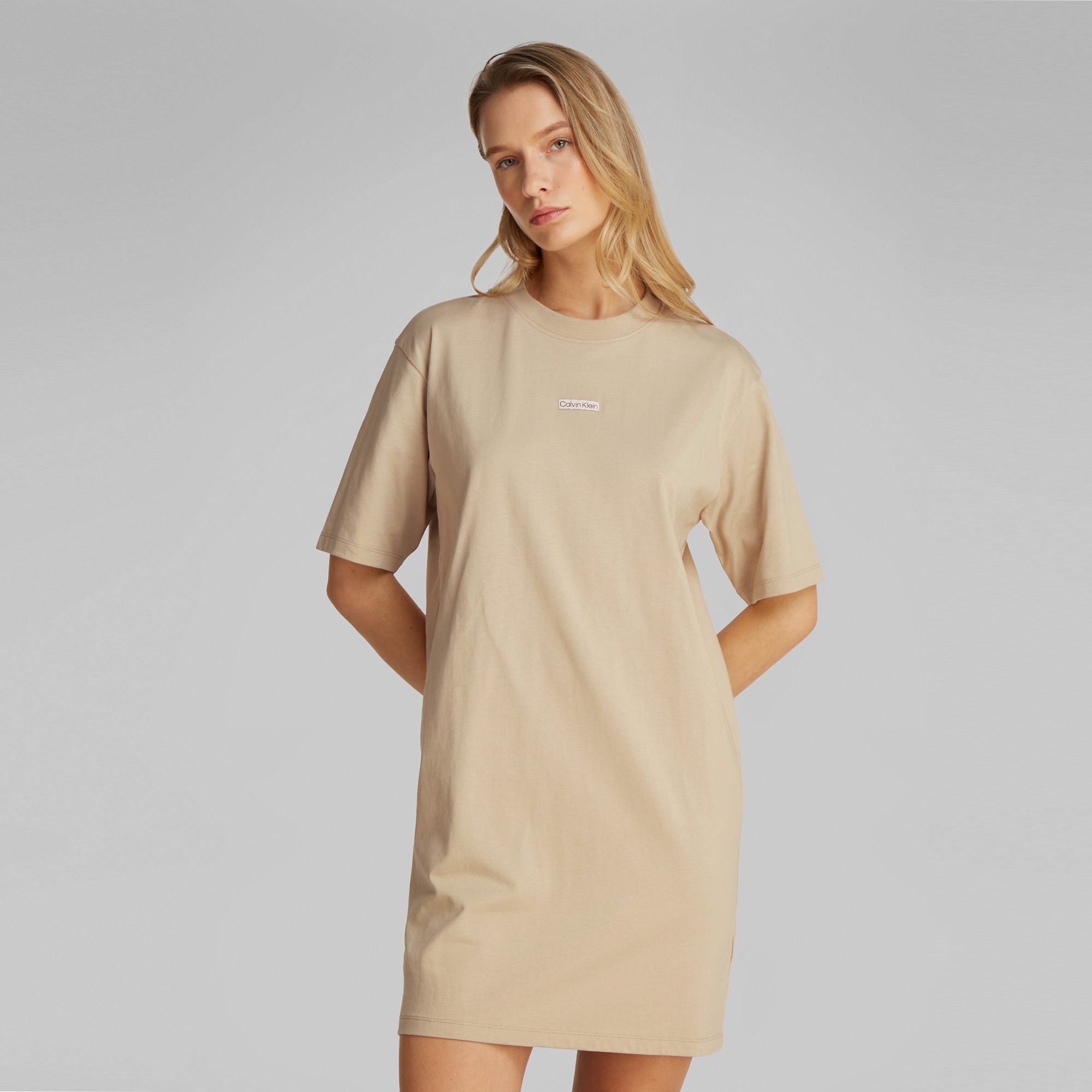 Calvin Klein Placed Kadın Bej Elbise