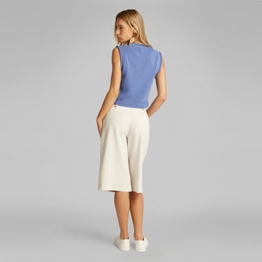  Calvin Klein Linen Blend Loose Sweater Top Kadın Mavi Triko