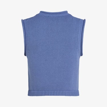  Calvin Klein Linen Blend Loose Sweater Top Kadın Mavi Triko