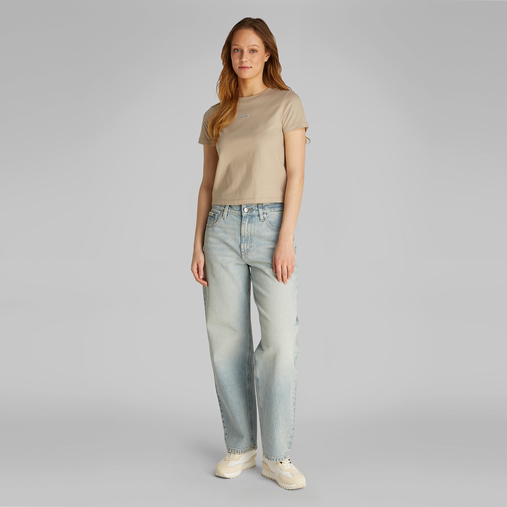 Calvin Klein Placed İnstitutional Baby Kadın Gri T-Shirt