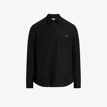  Calvin Klein Linen Cotton Erkek Siyah Gömlek
