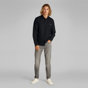  Calvin Klein Linen Cotton Erkek Siyah Gömlek
