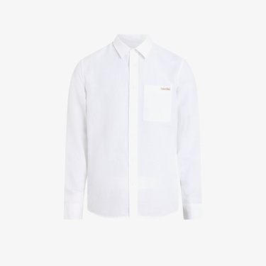  Calvin Klein Linen Cotton Erkek Beyaz Gömlek