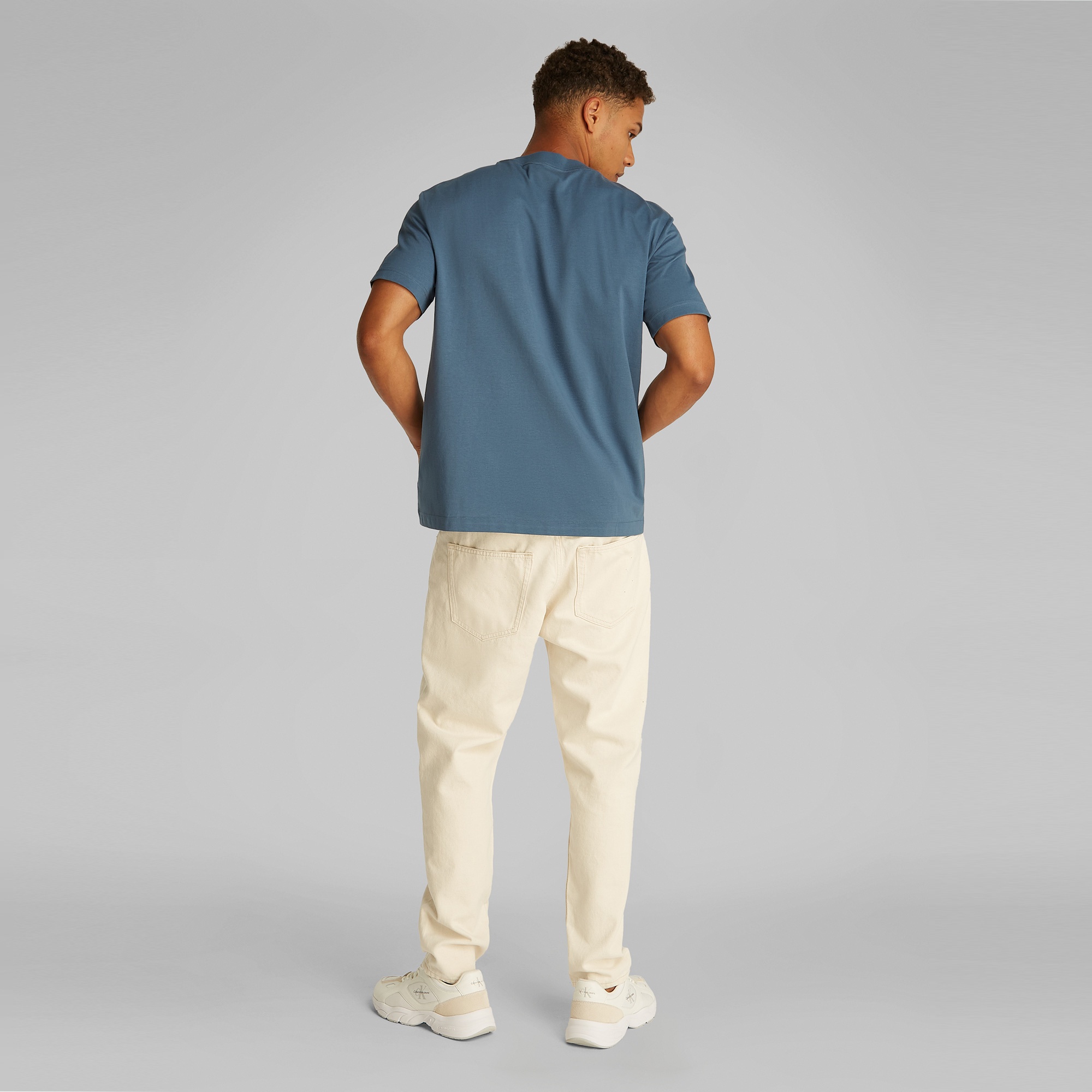 Calvin Klein Applique Erkek Mavi T-Shirt