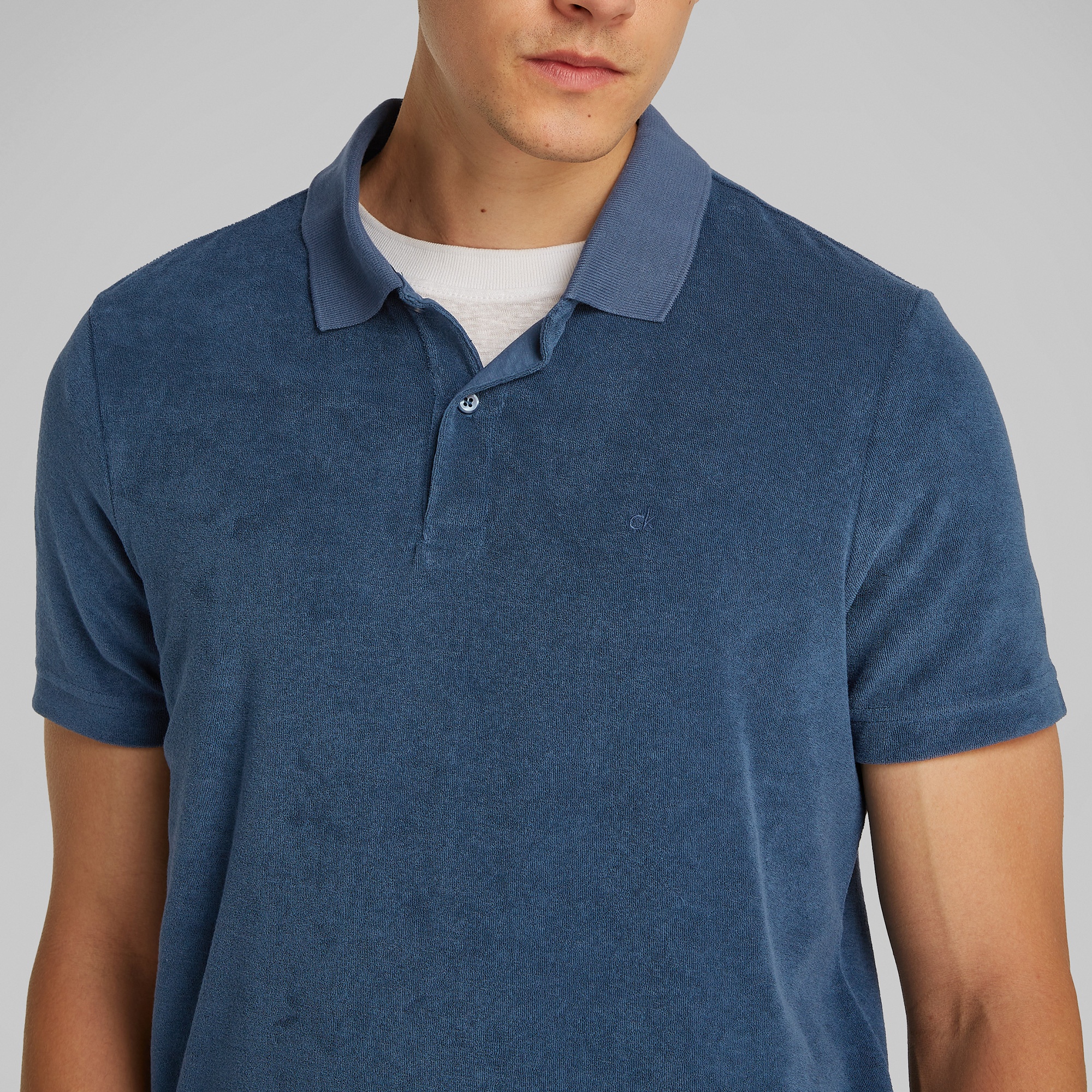 Calvin Klein Towelling Erkek Mavi Polo