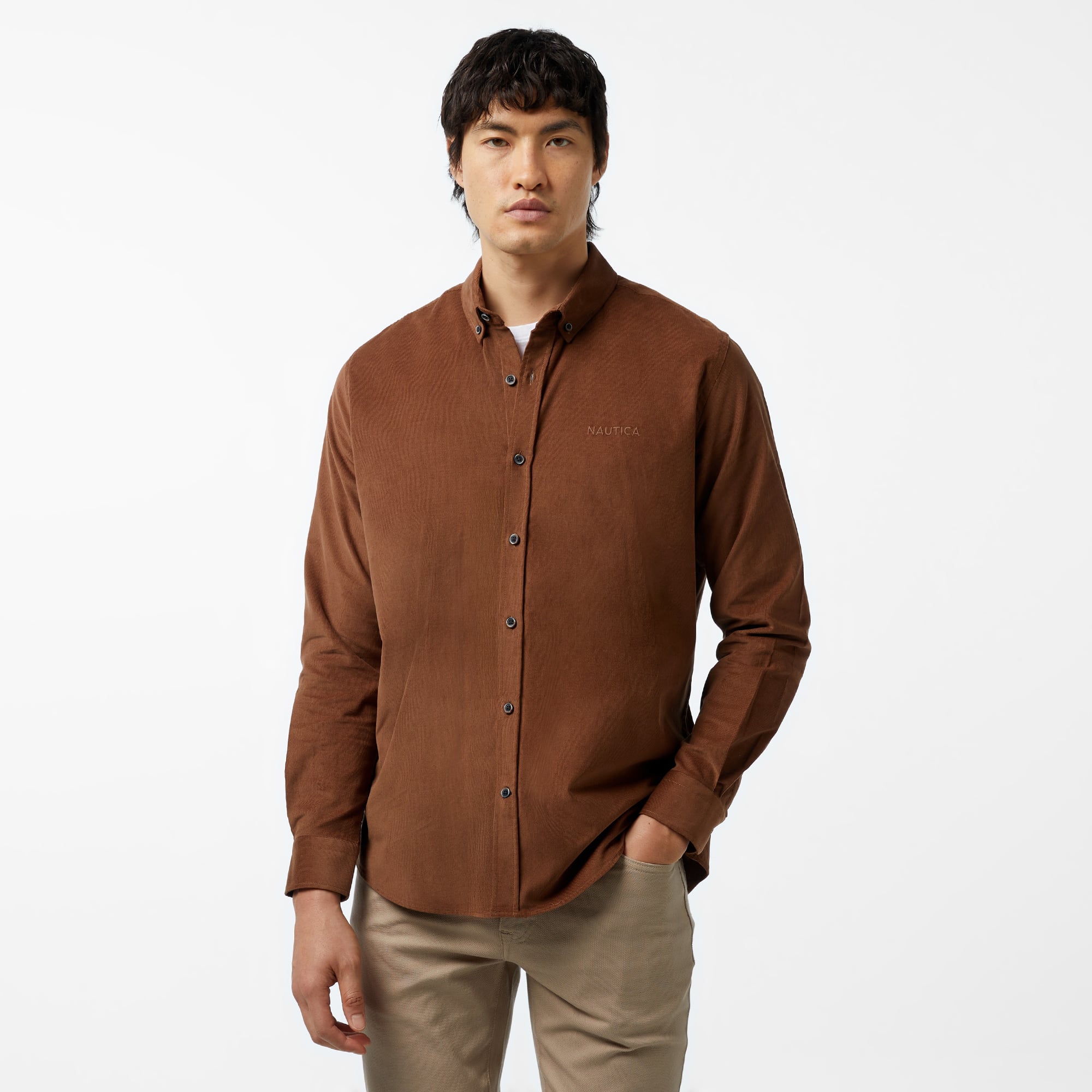  Nautica Erkek Bej Classic Fit Gömlek