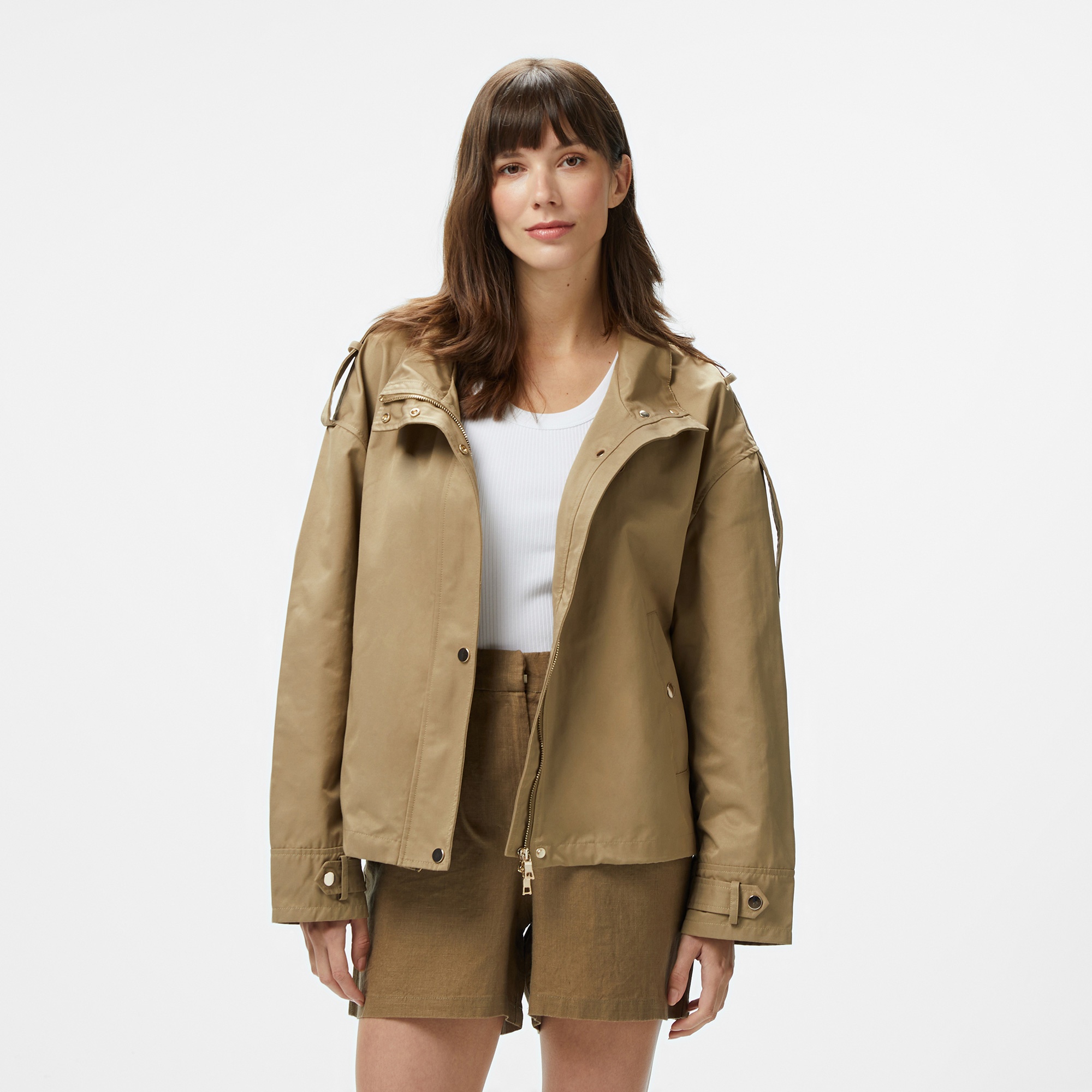 Nautica Kadın Kahverengi Regular Fit Dik Yaka Mont