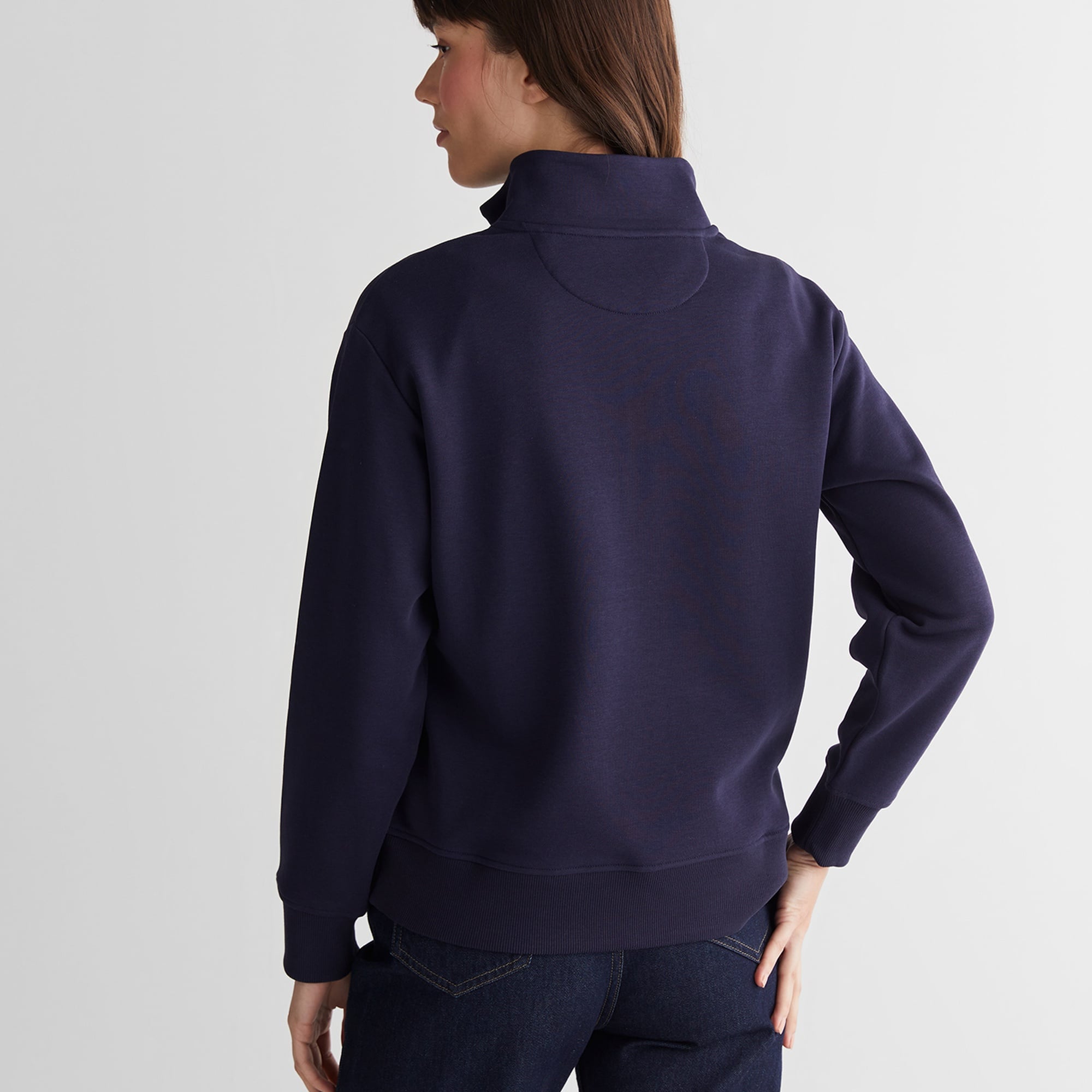 GANT Kadın Lacivert Relaxed Fit Yarım Fermuarlı Sweatshirt
