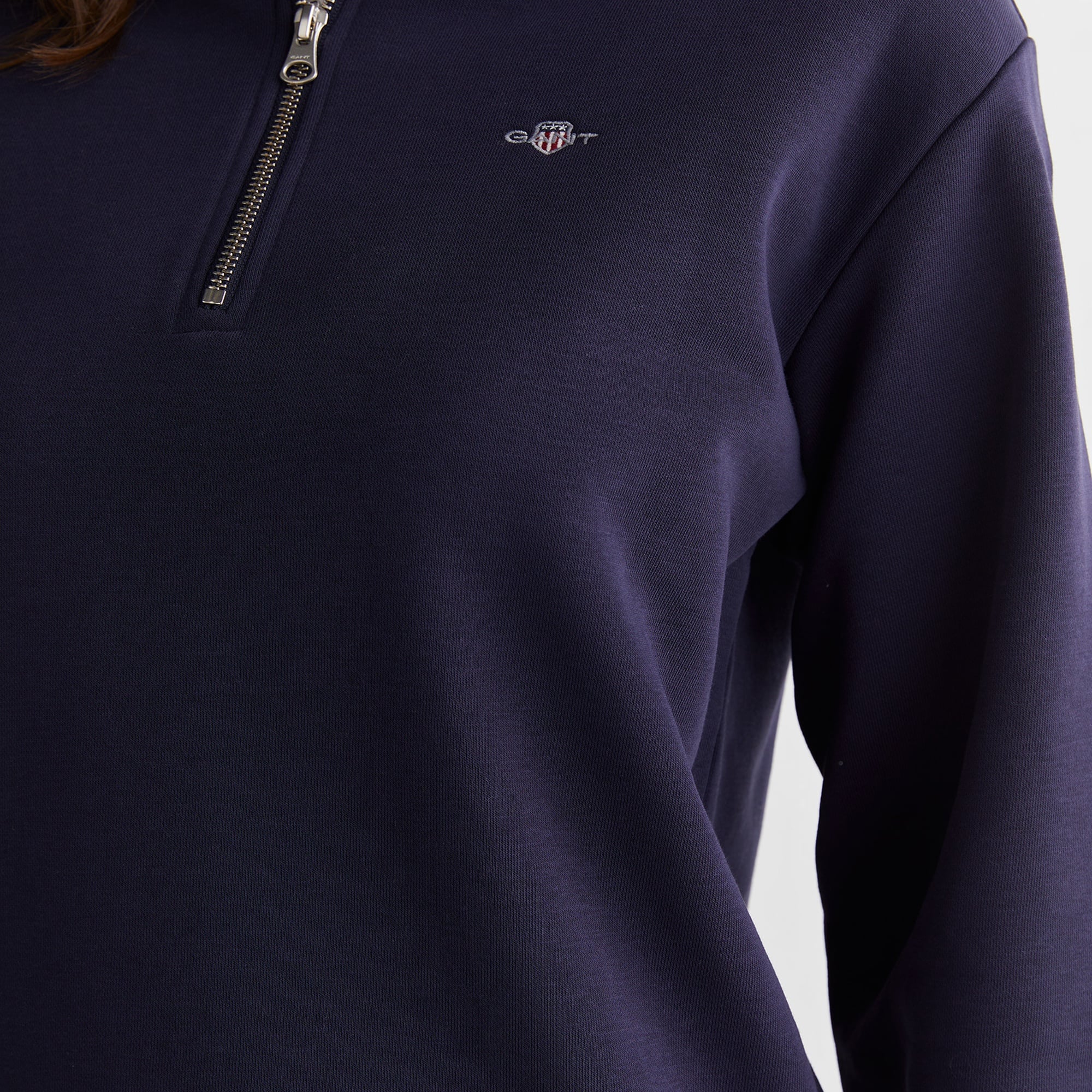 GANT Kadın Lacivert Relaxed Fit Yarım Fermuarlı Sweatshirt