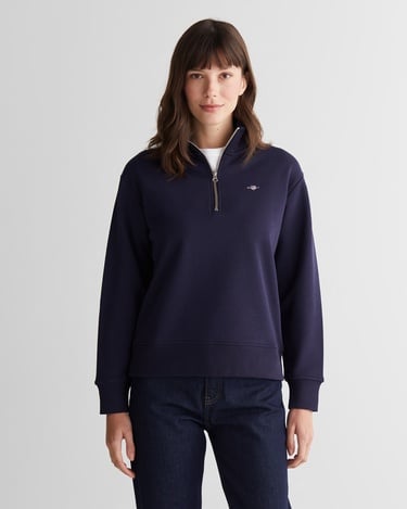  GANT Kadın Lacivert Relaxed Fit Yarım Fermuarlı Sweatshirt