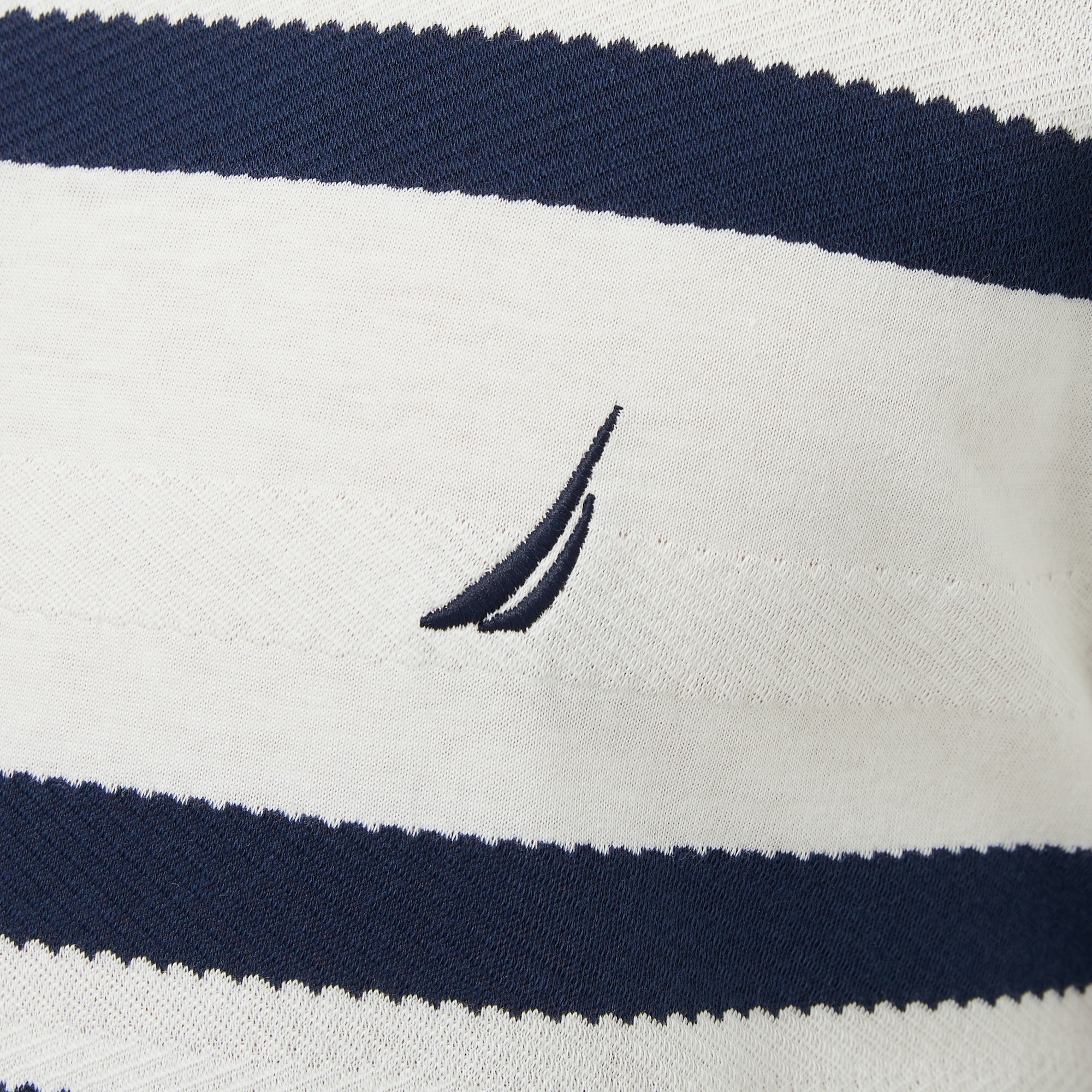 Nautica Erkek Krem Regular Fit Çizgili T-Shirt
