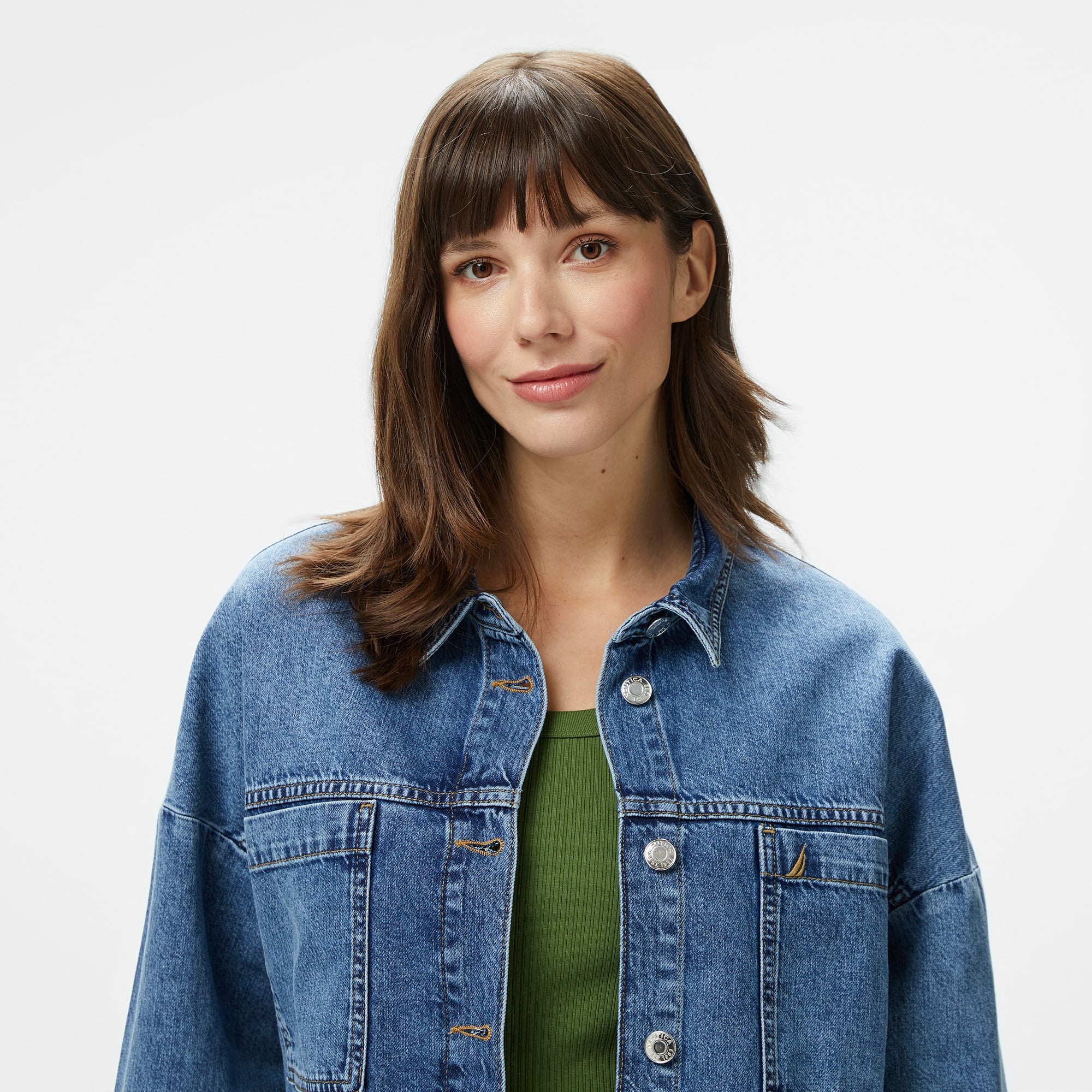 Nautica Kadın Lacivert Oversize Fit Gömlek