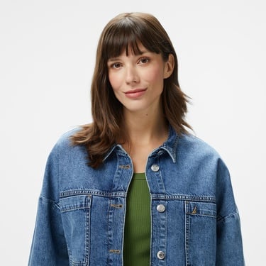  Nautica Kadın Lacivert Oversize Fit Gömlek