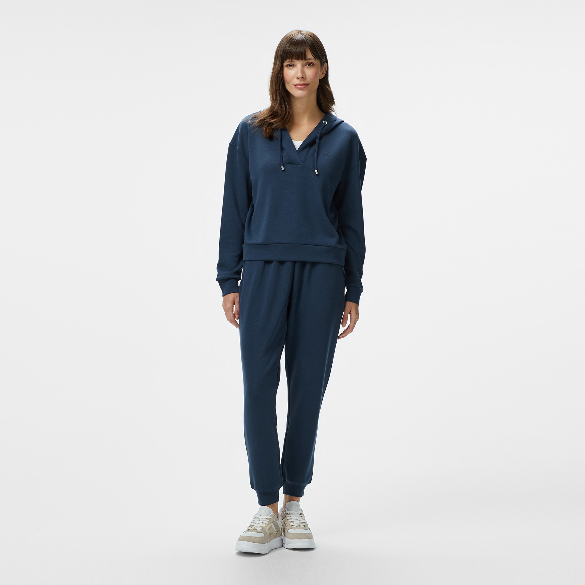 Nautica Kadın Lacivert Regular Fit Kapüşonlu Sweatshirt