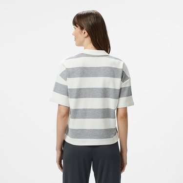  Nautica Kadın Gri Regular Fit Çizgili Polo