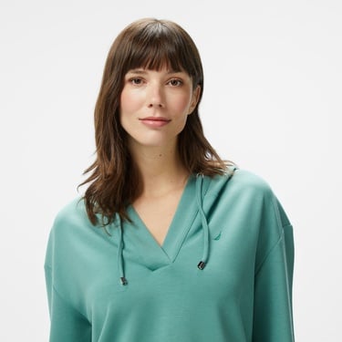  Nautica Kadın Yeşil Regular Fit Kapüşonlu Sweatshirt