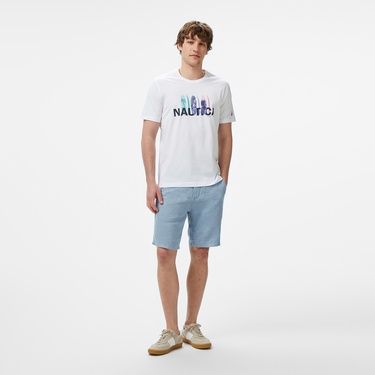  Nautica Erkek Beyaz Regular Fit T-Shirt