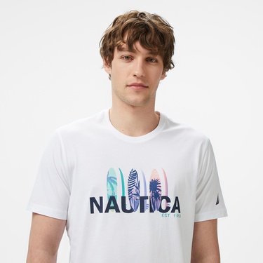  Nautica Erkek Beyaz Regular Fit T-Shirt