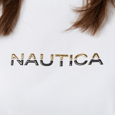 Nautica Kadın Beyaz Regular Fit Baskılı T-Shirt