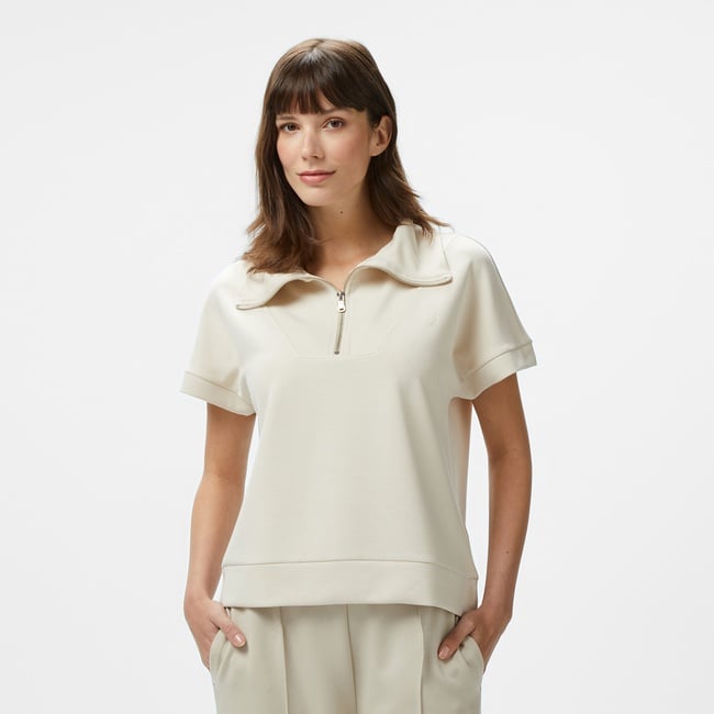  Nautica Kadın Ekru Regular Fit Dik Yaka Sweatshirt