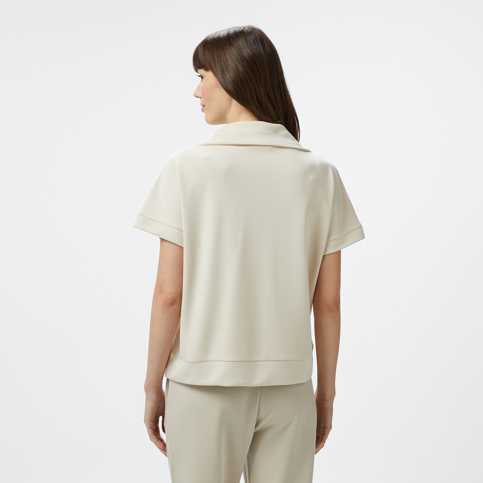 Nautica Kadın Ekru Regular Fit Dik Yaka Sweatshirt