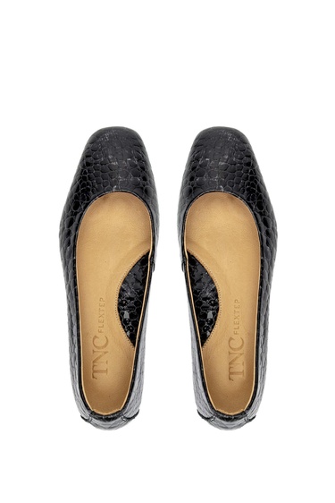  Tamer Tanca Kadın Hakiki Deri Siyah Rugan Topuklu Ayakkabı