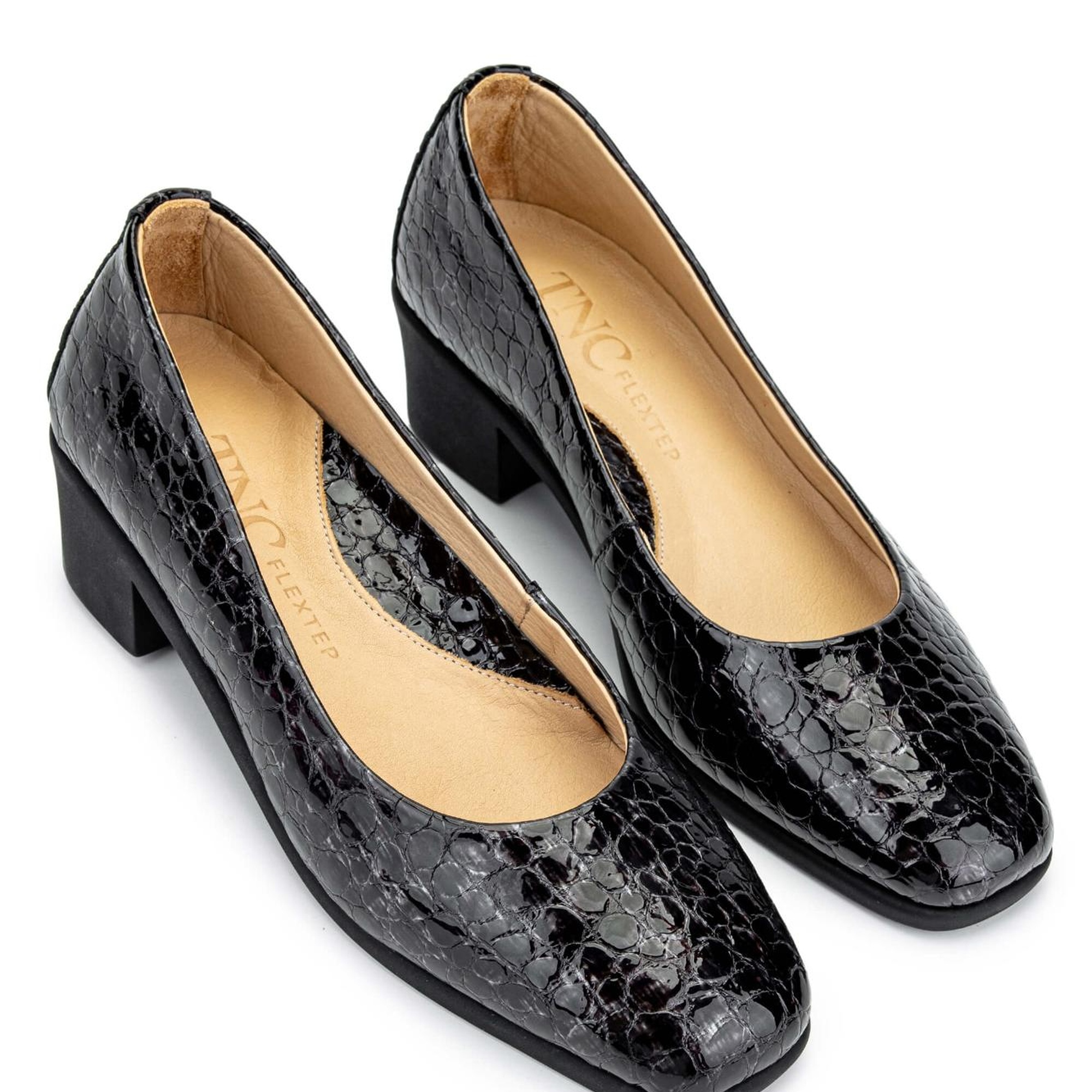 Tamer Tanca Kadın Hakiki Deri Siyah Rugan Topuklu Ayakkabı