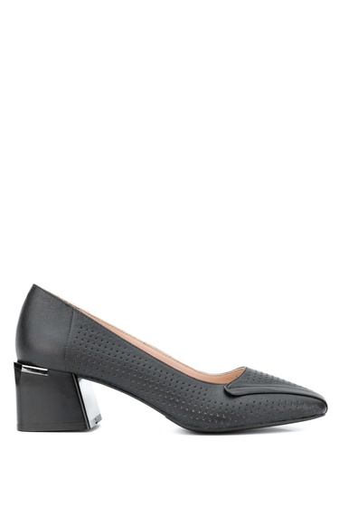  Tamer Tanca Kadın Hakiki Deri Siyah Deri Topuklu Ayakkabı