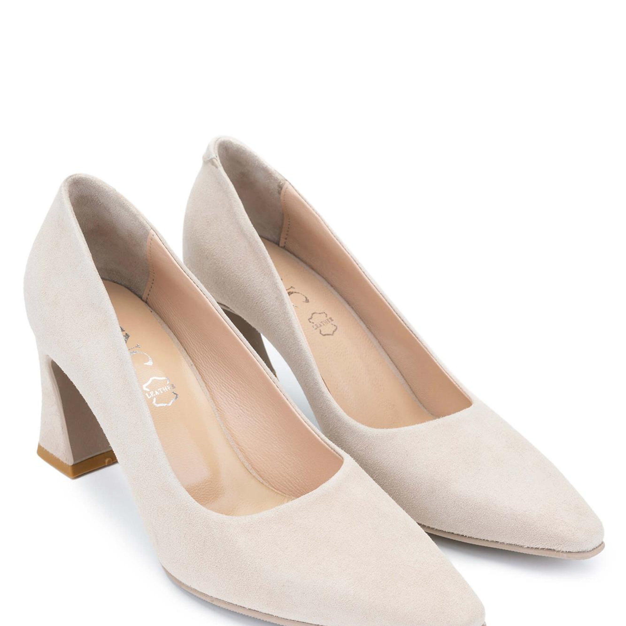 Tamer Tanca Kadın Hakiki Deri Bej Süet Topuklu Ayakkabı