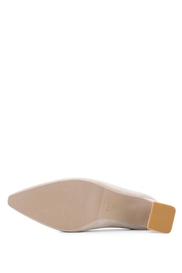  Tamer Tanca Kadın Hakiki Deri Bej Süet Topuklu Ayakkabı