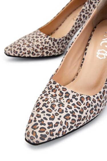  Tamer Tanca Kadın Hakiki Deri Leopar Topuklu Ayakkabı