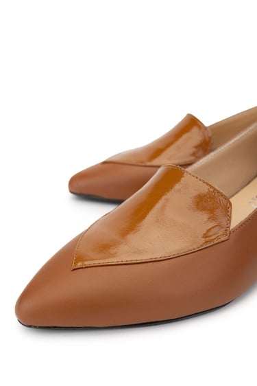  Tamer Tanca Kadın Hakiki Deri Taba Topuklu Ayakkabı