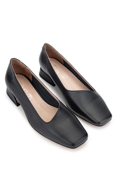  Tamer Tanca Kadın Hakiki Deri Siyah Deri Topuklu Ayakkabı