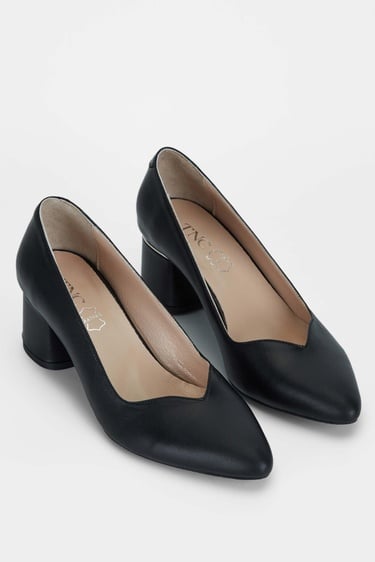  Tamer Tanca Kadın Hakiki Deri Siyah Deri Topuklu Ayakkabı