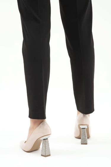  Tamer Tanca Kadın Vegan Bej Stiletto Ayakkabı