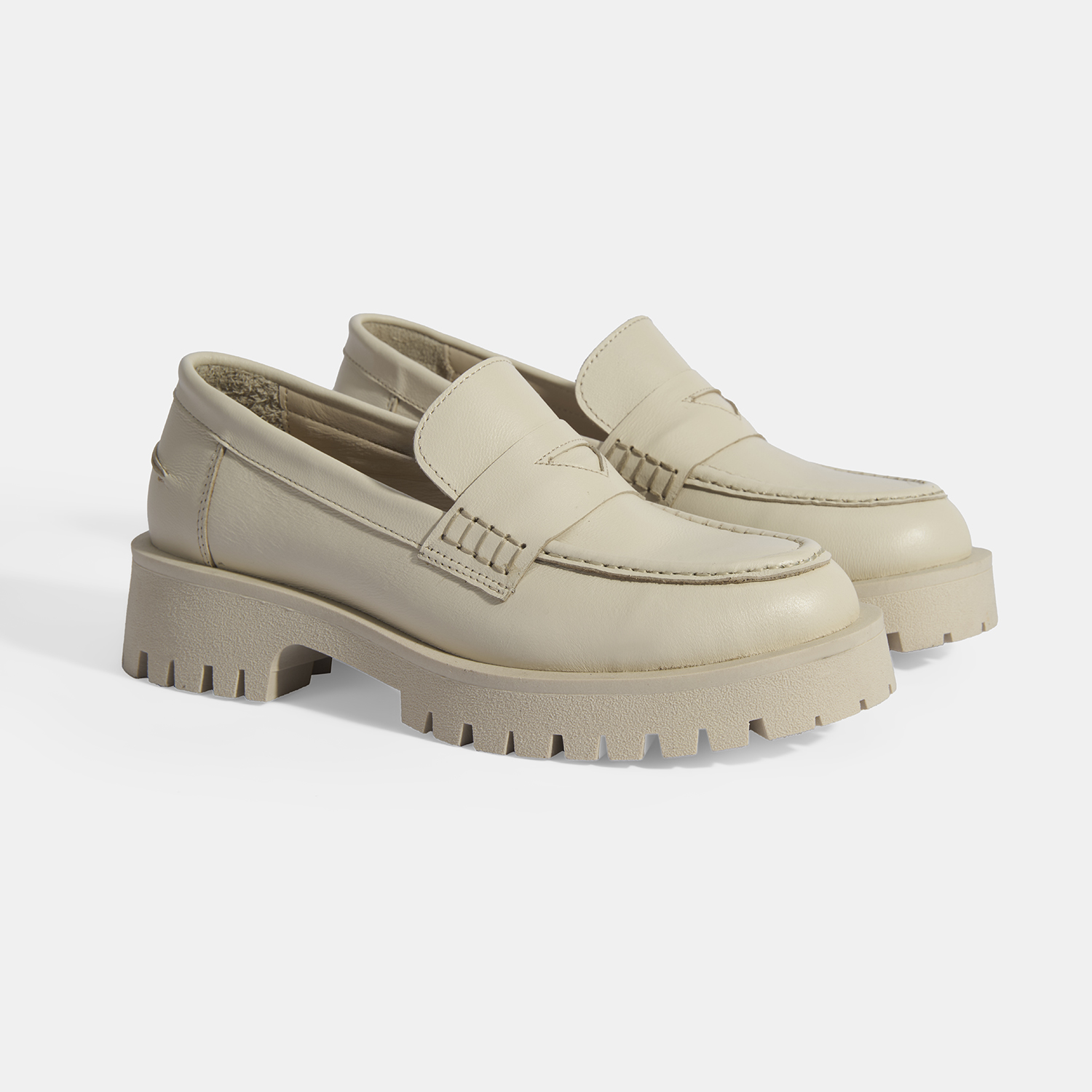 Desa Desa Gri Kadın Bej Slip-On Deri Loafer FashFed'de! Gri - 3. görsel