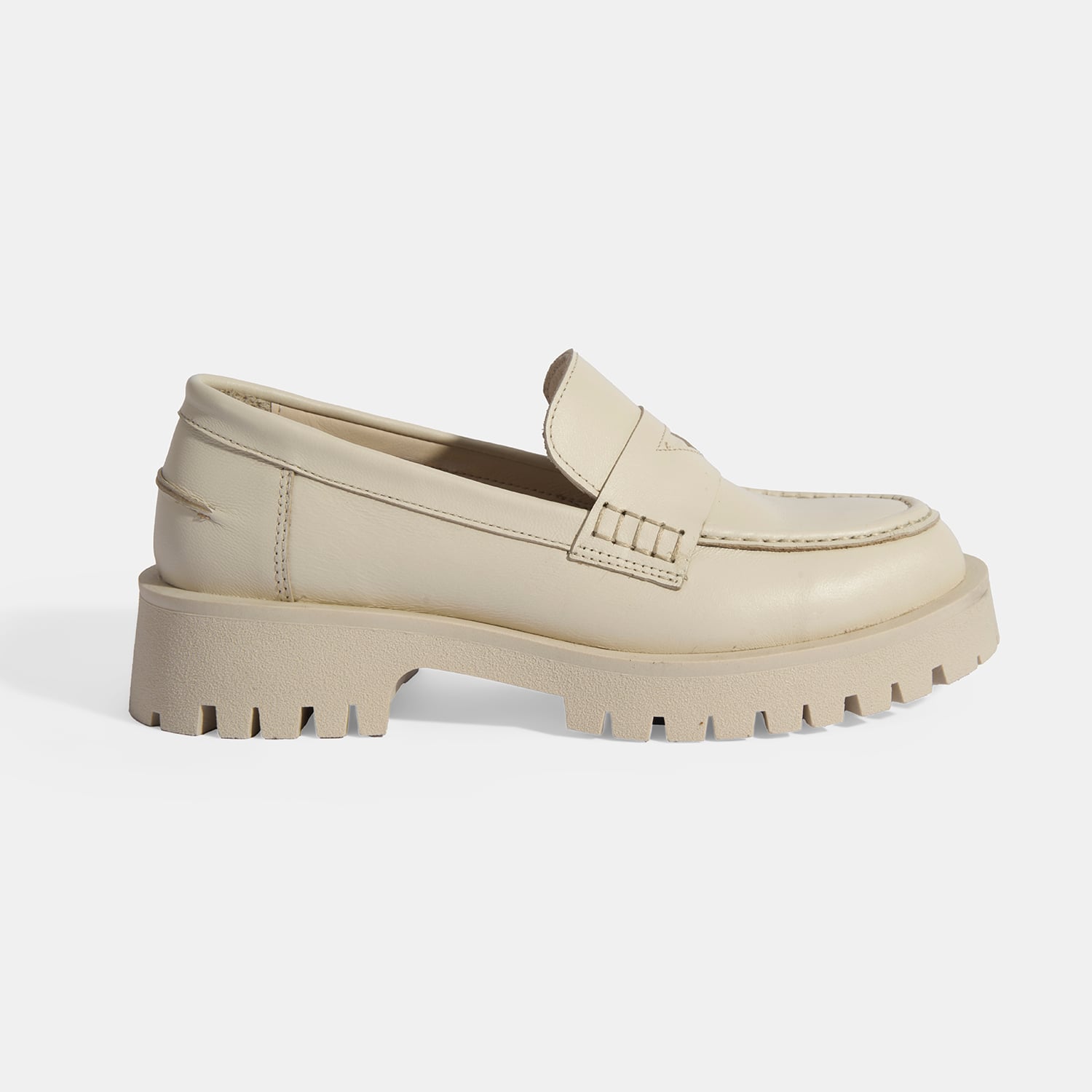 Desa Desa Gri Kadın Bej Slip-On Deri Loafer FashFed'de! Gri - 2. görsel