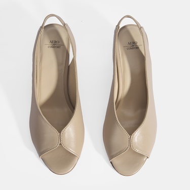  Kadın Vizon DesaComfort Lastik Bantlı Slingback Topuklu Ayakkabı