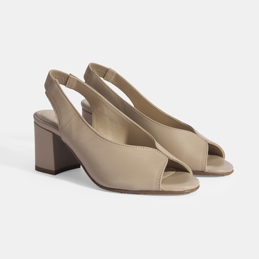  Kadın Vizon DesaComfort Lastik Bantlı Slingback Topuklu Ayakkabı