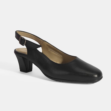  Kadın Siyah Ayarlanabilir Tokalı DesaComfort Deri Topuklu Ayakkabı