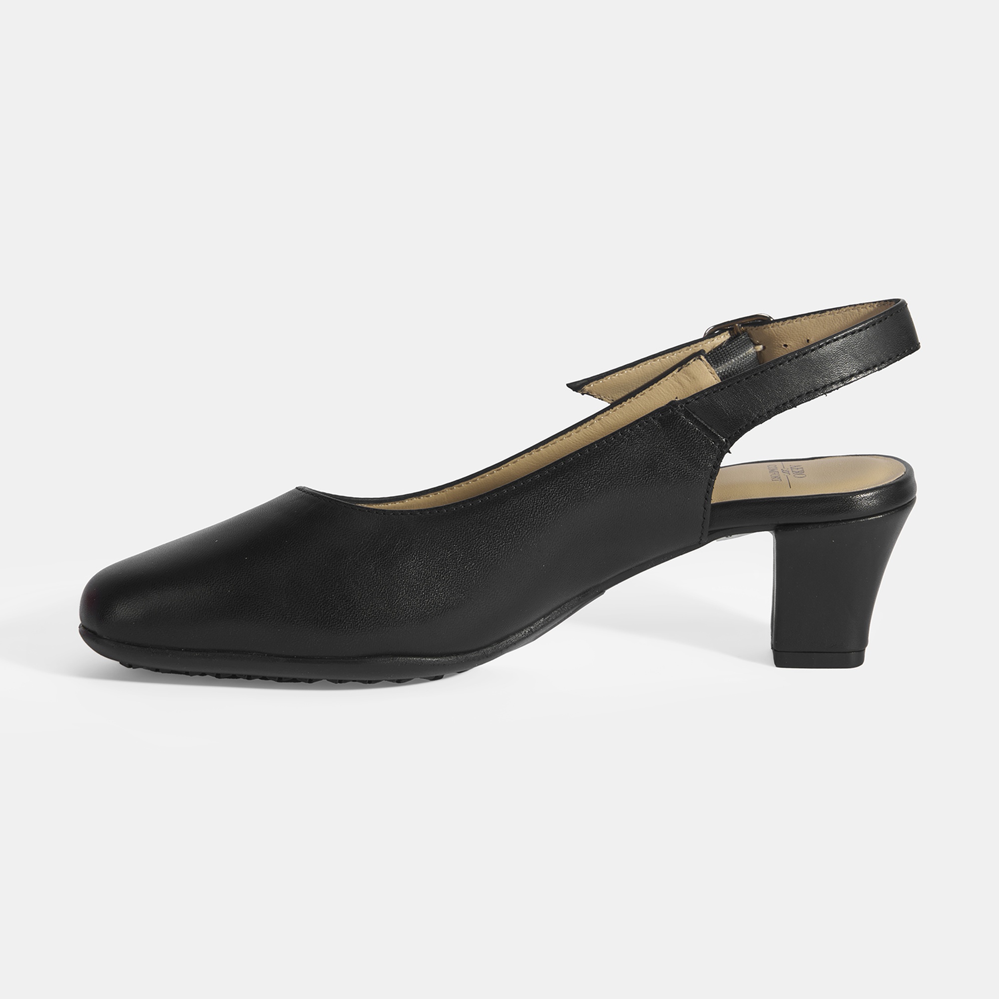 Kadın Siyah Ayarlanabilir Tokalı DesaComfort Deri Topuklu Ayakkabı