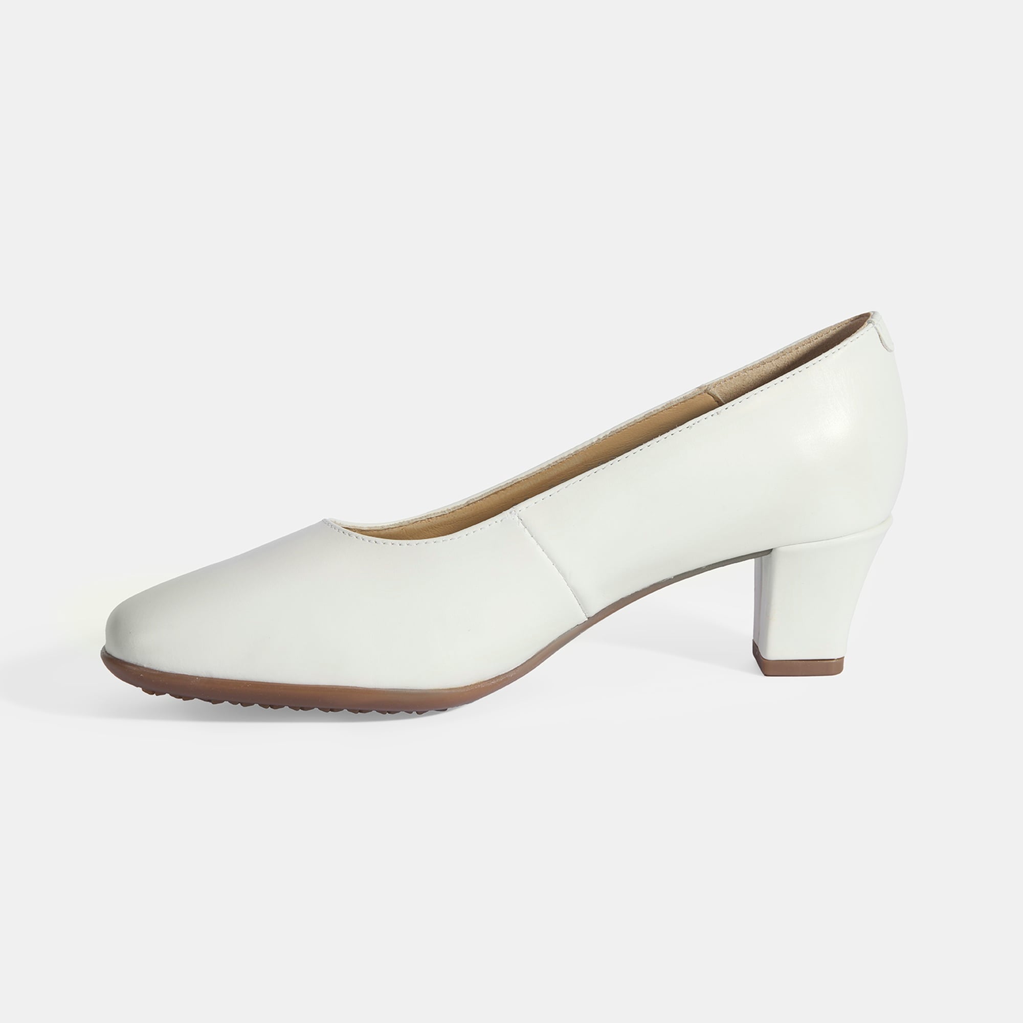 Kadın Beyaz DesaComfort Deri Klasik Topuklu Ayakkabı