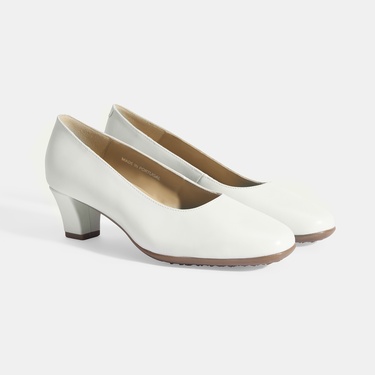  Kadın Beyaz DesaComfort Deri Klasik Topuklu Ayakkabı