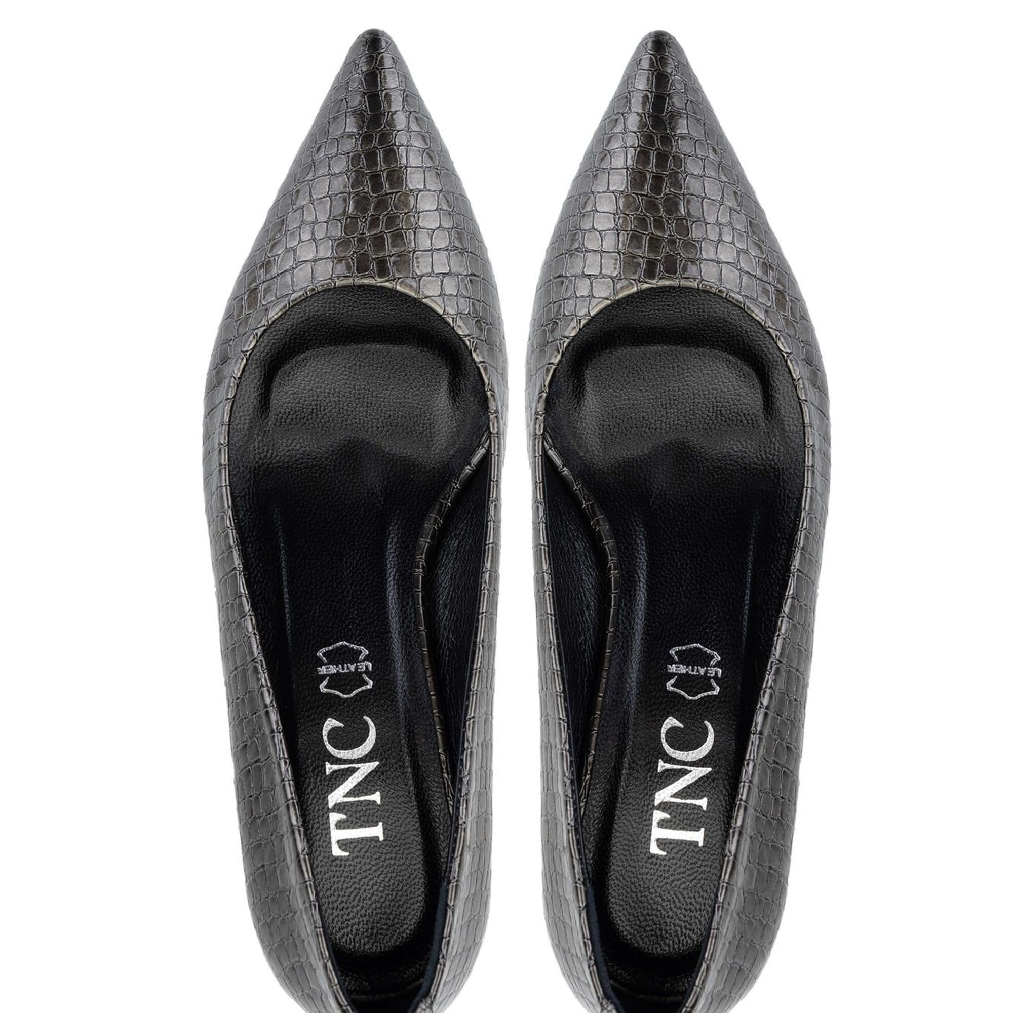 Tamer Tanca Kadın Hakiki Deri Antrasit Stiletto Ayakkabı