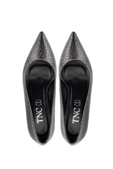  Tamer Tanca Kadın Hakiki Deri Antrasit Stiletto Ayakkabı