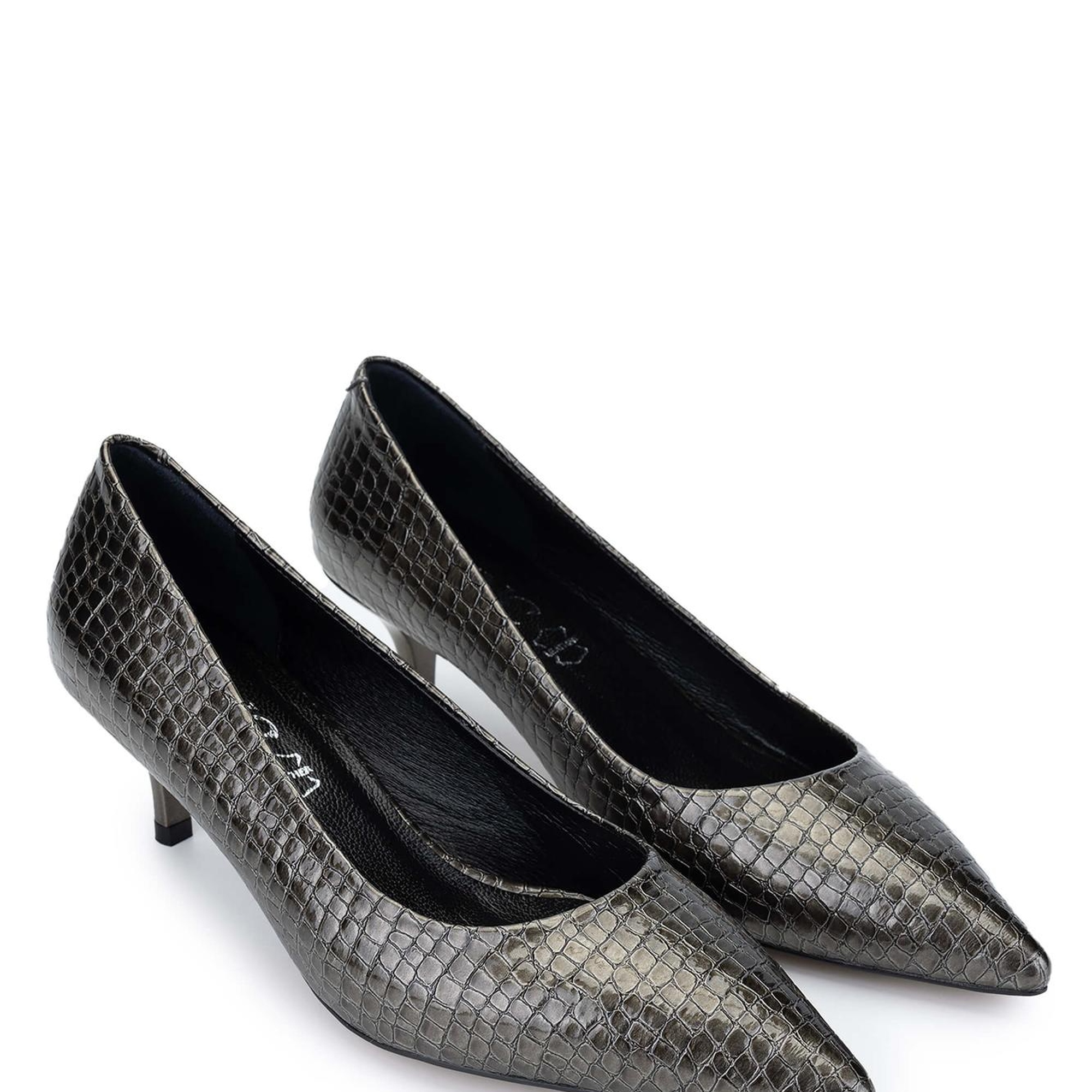 Tamer Tanca Kadın Hakiki Deri Antrasit Stiletto Ayakkabı