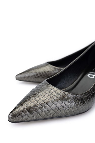  Tamer Tanca Kadın Hakiki Deri Antrasit Stiletto Ayakkabı